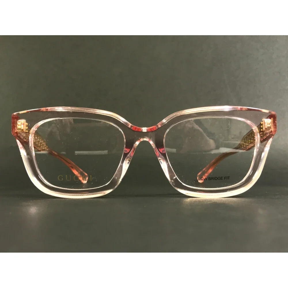 Gucci Eyeglasses Frames GG02067OL 007 Transparent Pink Asian Fit Thick 52-20-145
